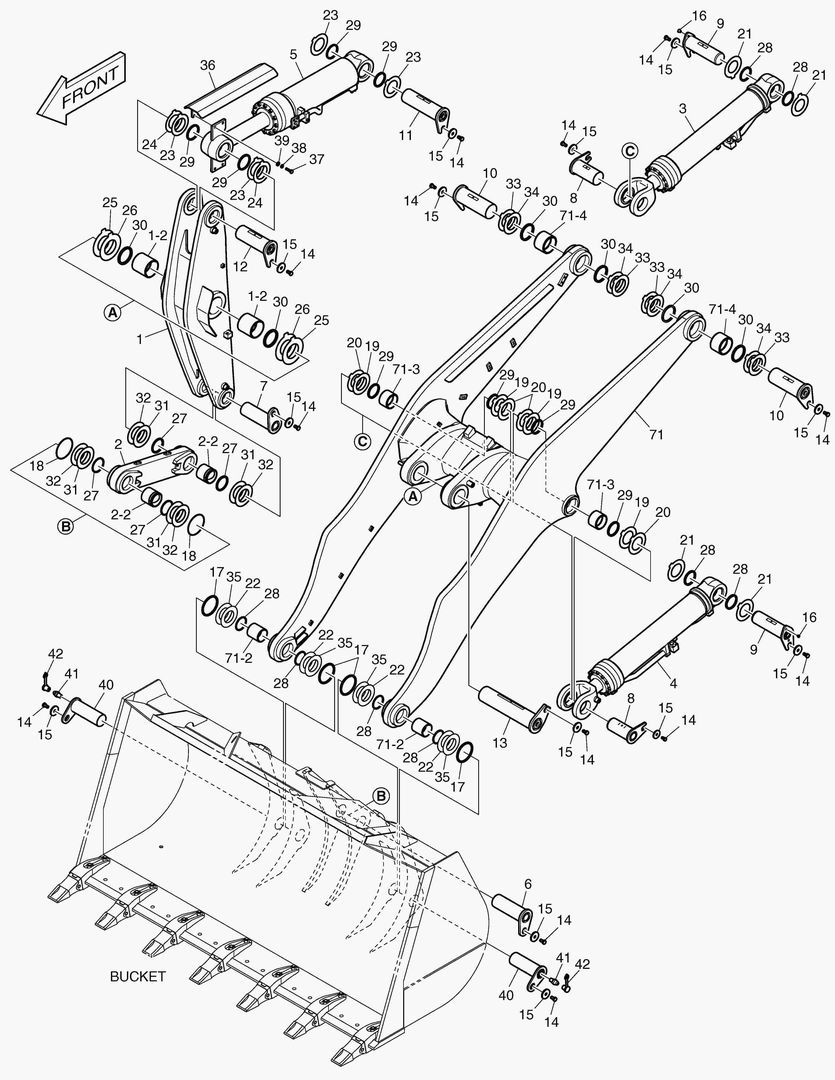 РУКОЯТЬ ПОГРУЗЧИКА В СБОРЕ - ДЛИННАЯ СТРЕЛА