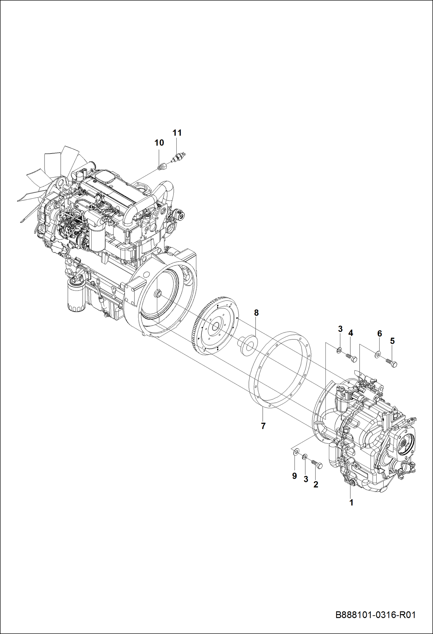 ДВИГАТЕЛЬ И СОЕДИНЕНИЯ С ТРАНСМИССИЕЙ