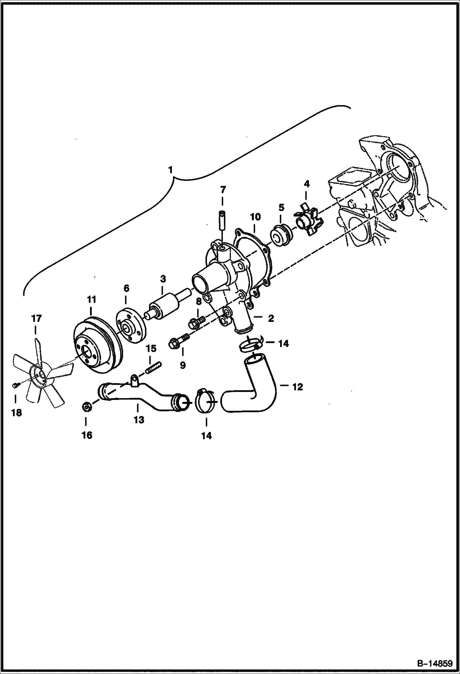 ВОДЯНАЯ ПОМПА (KUBOTA D722-EB-BC-4) (TIER I) 5236 11001 И ВЫШЕ, 5237 11001 И ВЫШЕ