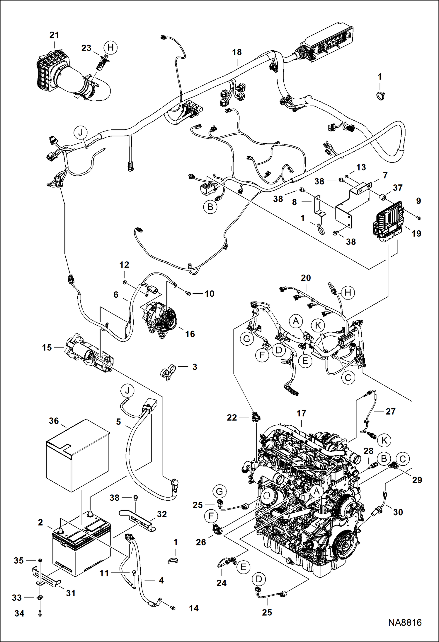 ЭЛЕКТРИЧЕСКАЯ СХЕМА (Датчики двигателя, АКБ, Генератор и стартер)