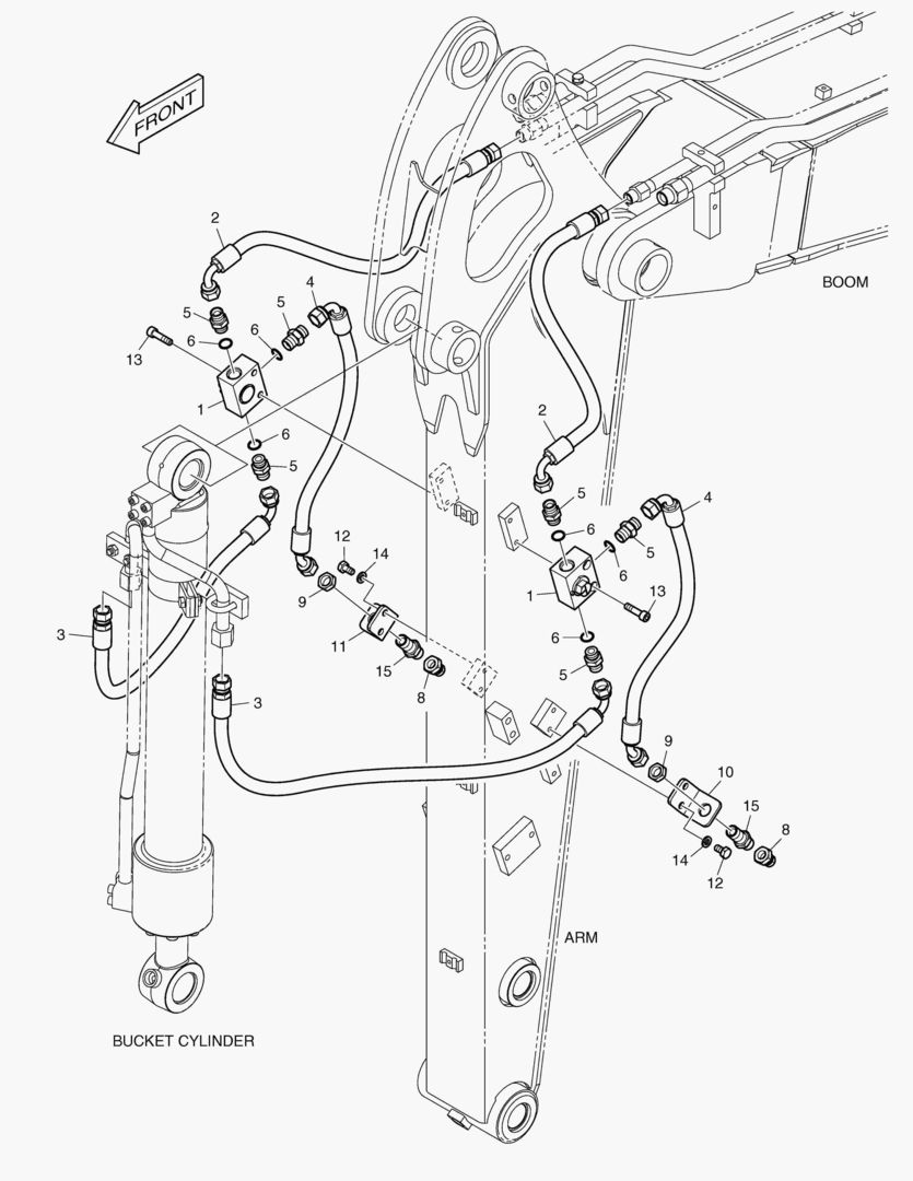 ГИДРОСИСТЕМА РУКОЯТИ - ГРЕЙФЕРНЫЙ КОВШ(РУКОЯТЬ 1.7 м)