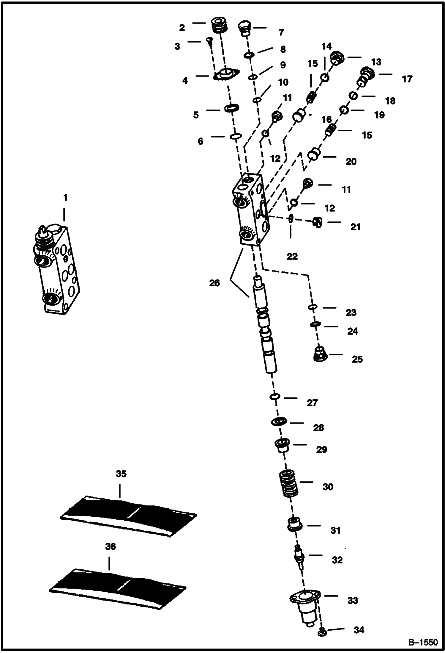 ЭКСКАВАТОР-ПОГРУЗЧИК (СЕКЦИЯ РАСПРЕДЕЛИТЕЛЯ - СТРЕЛА) (914A)