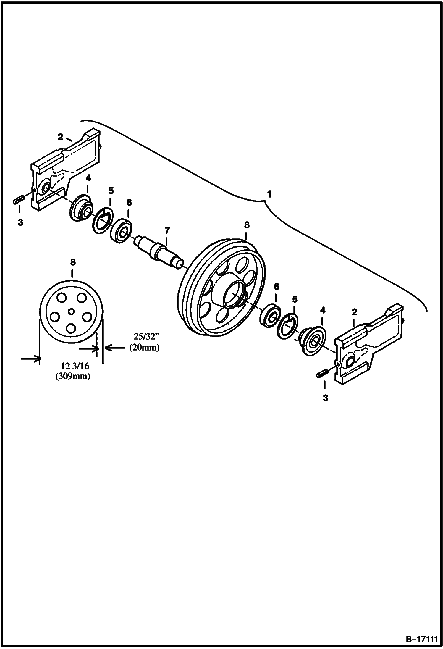 ПЕРЕДНЕЕ НАТЯЖНОЕ КОЛЕСО (С ОТВЕРСТИЕМ В НАТЯЖНОМ КОЛЕСЕ) (БЕЗ ПРОБКИ ОТВЕРСТИЯ ДЛЯ СПУСКА МАСЛА)