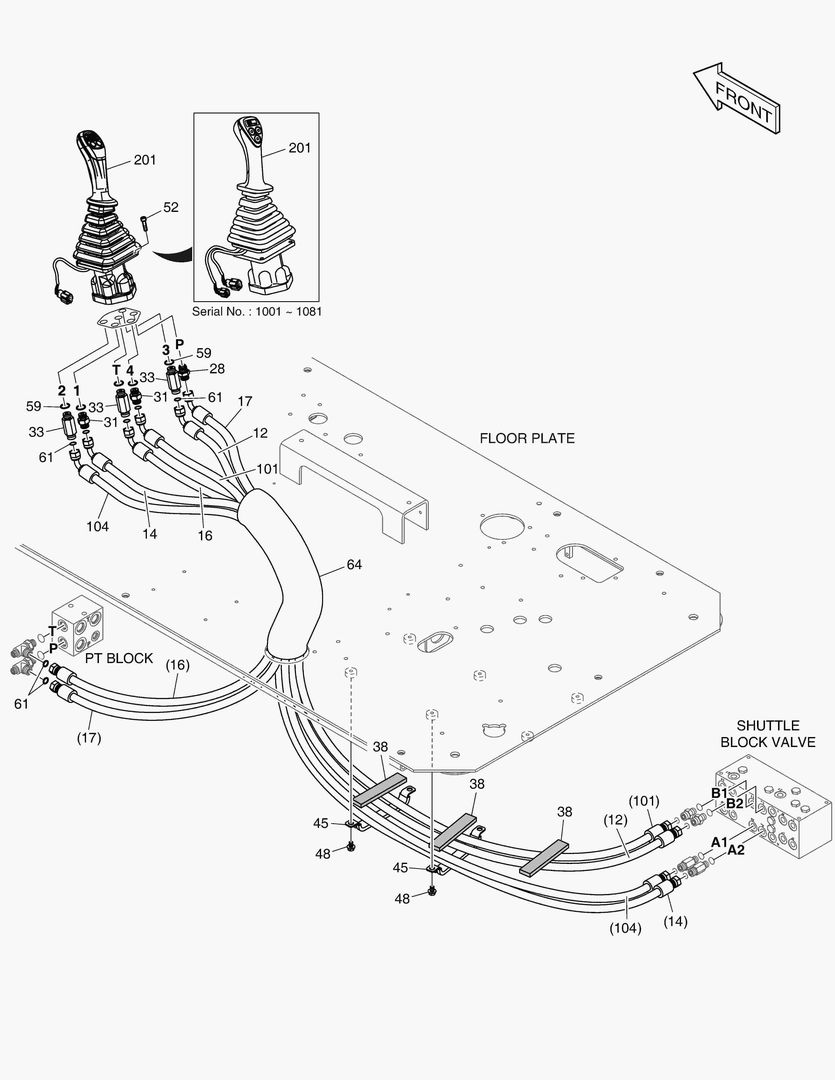 1400 PILOT PIPING(9) - JOYSTICK(L.H)