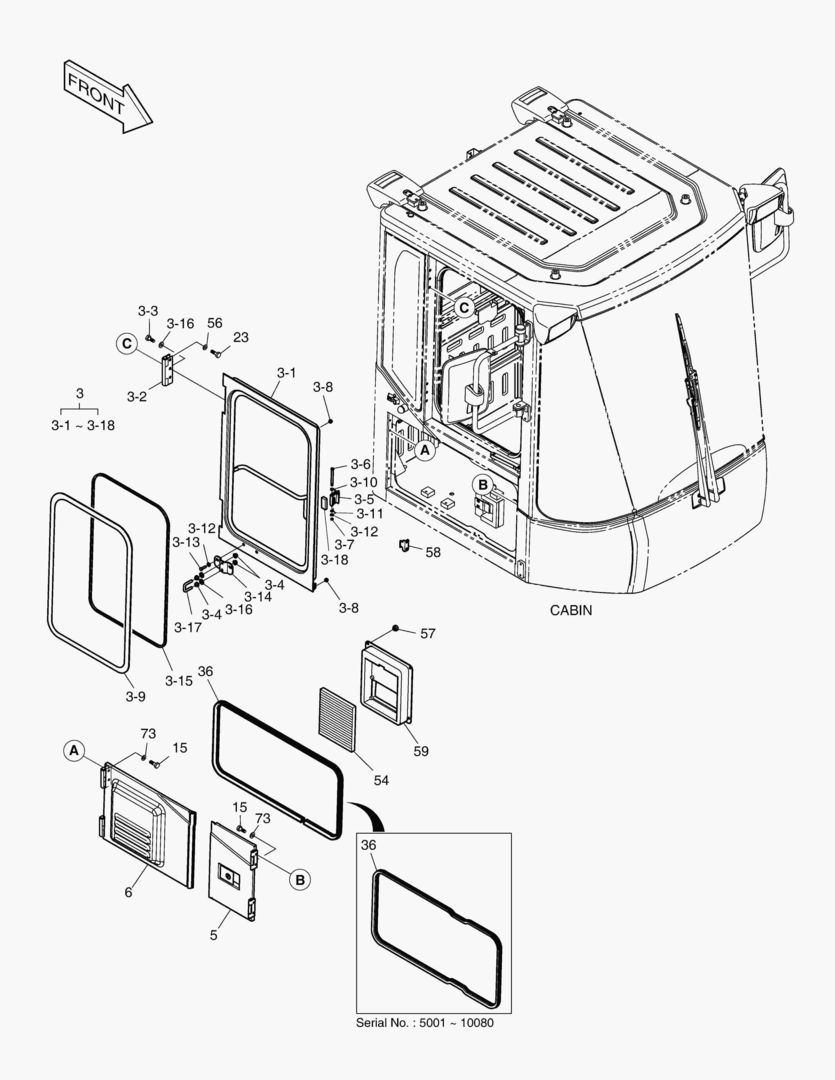 КАБИНА(4) - ДВЕРЬ В СБОРЕ(ПРАВОСТОРОННИЙ)