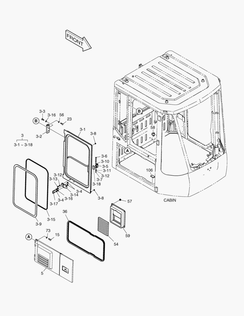 КАБИНА(4) - ДВЕРЬ В СБОРЕ(ПРАВОСТОРОННИЙ)