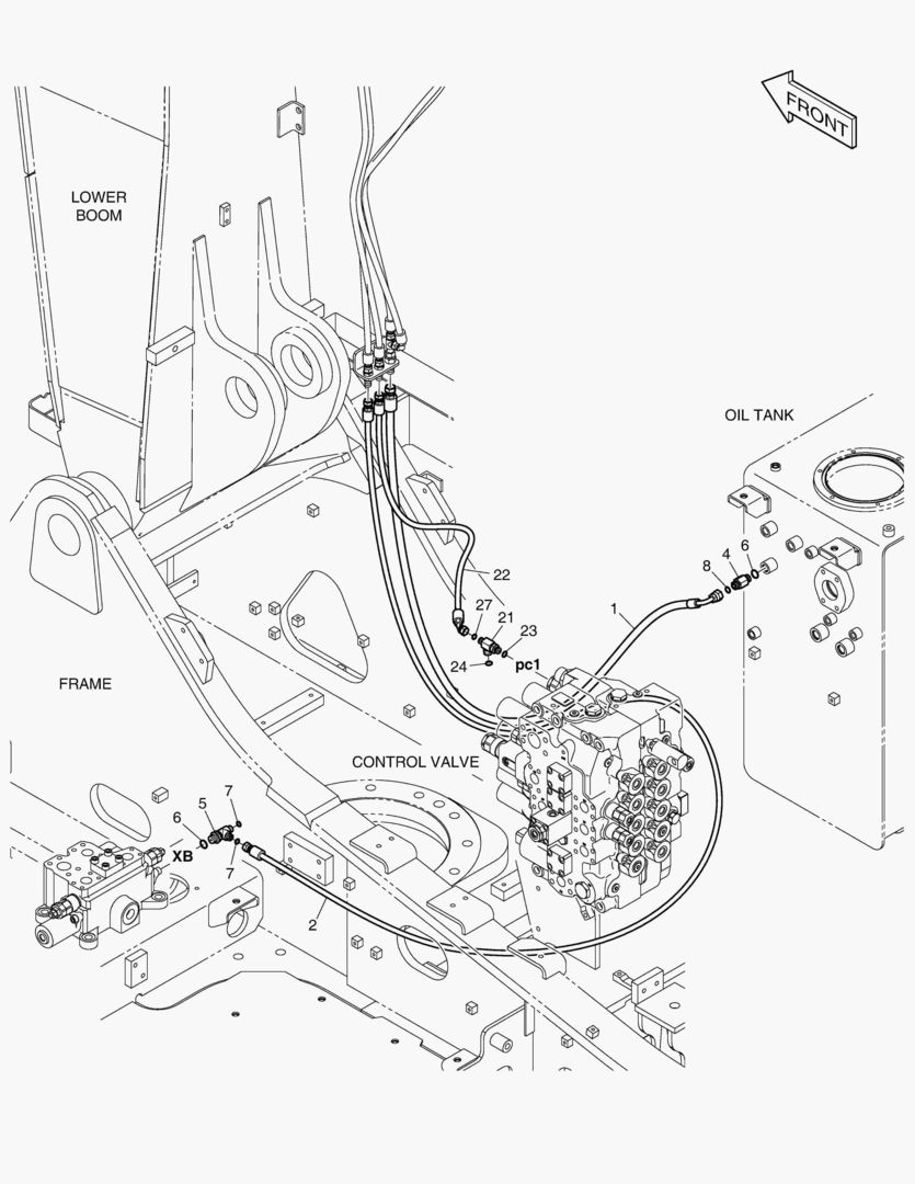 ТРУБОПРОВОД СЕРВОУПРАВЛЕНИЯ - ГИДРОЗАМОК(ШАРНИРНАЯ СТРЕЛА)