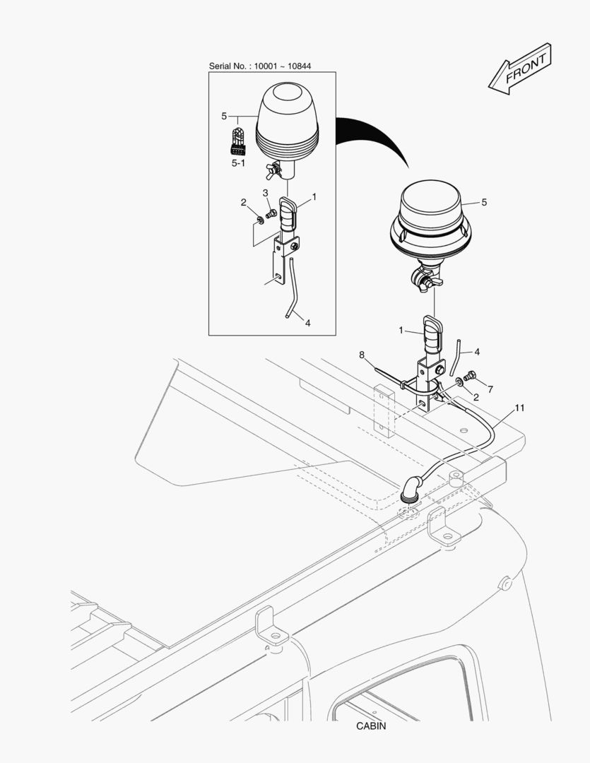 7480 ROTATING BEACON - WITH GUARD & LAMP(ROPS)