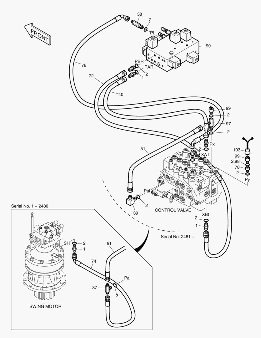 ТРУБОПРОВОД СЕРВОУПРАВЛЕНИЯ(5)-DX22
