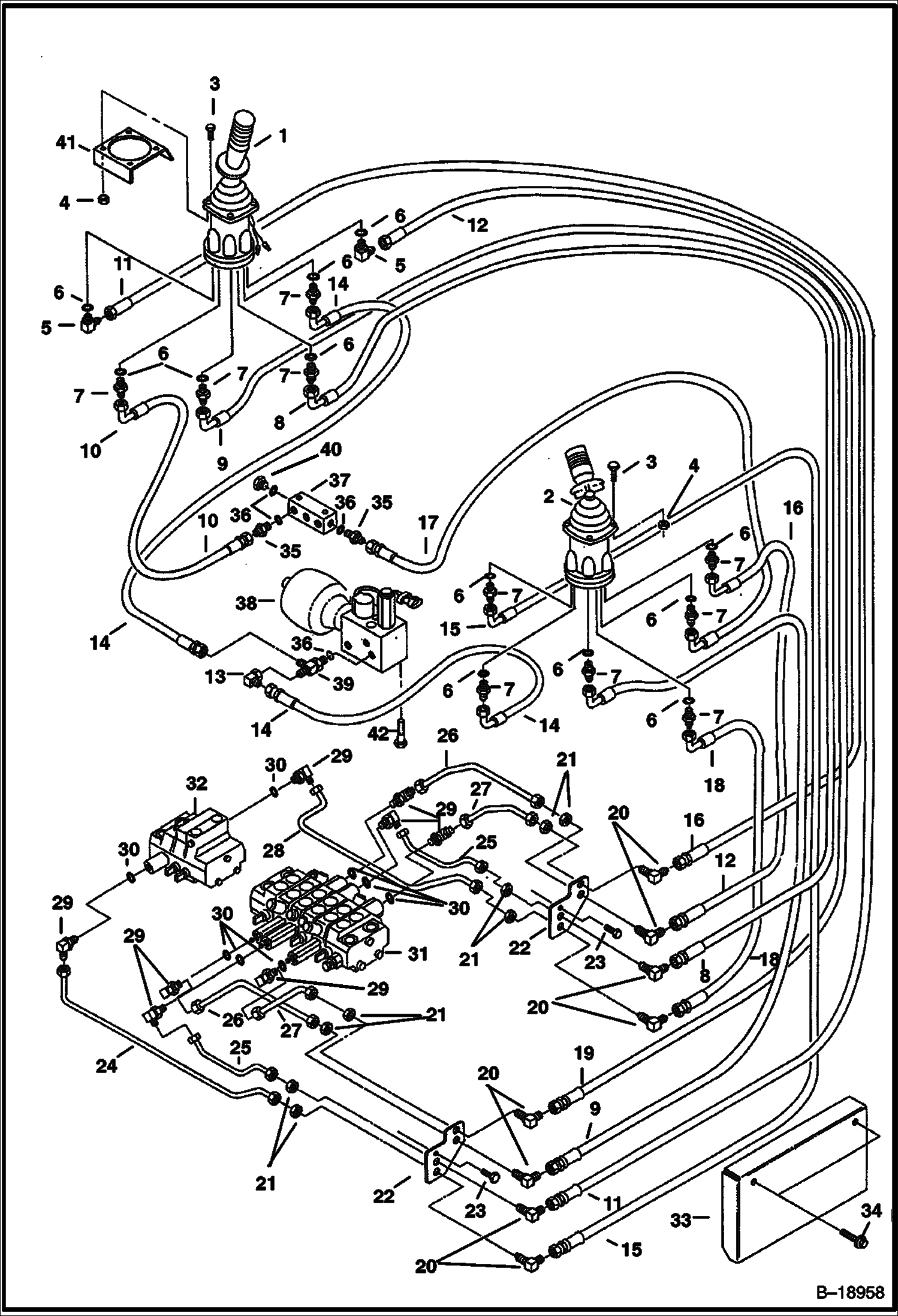 СХЕМА ГИДРАВЛИЧЕСКОЙ СИСТЕМЫ (ДЖОЙСТИК УПРАВЛЕНИЯ) (STANDARD) (СЕРИЙНЫЙ НОМЕР 511720001 - 511721411)