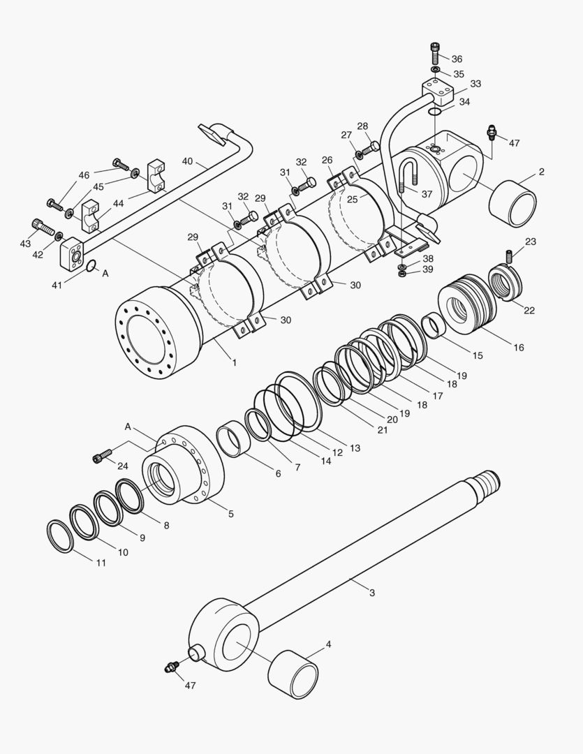 4390 BUCKET CYLINDER-ARM 6.0m [1001~1253]