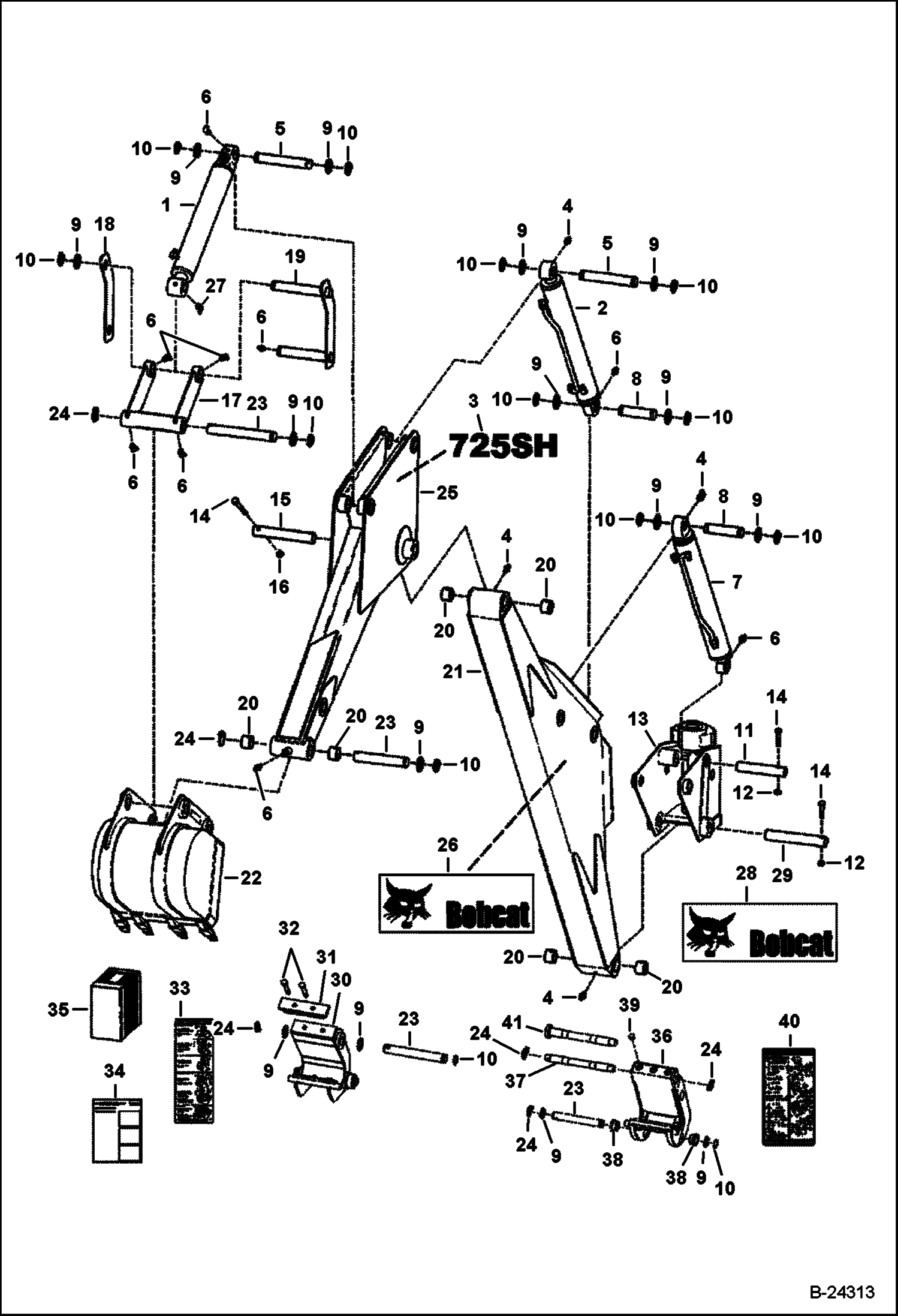 СТРЕЛА И РУКОЯТЬ СТРЕЛЫ ЧЕРПАКА (401500101 И ВЫШЕ) (232900101 И ВЫШЕ)