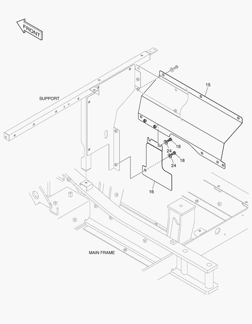 7040 SUPPORT & BAFFLE WITH PTO
