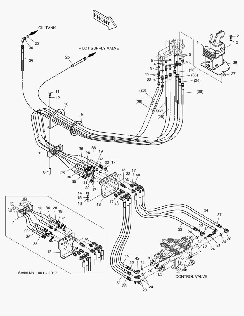 ТРУБОПРОВОД СЕРВОУПРАВЛЕНИЯ-РЫЧАГ ПЕРЕДАЧИ (3 КАТУШКИ)