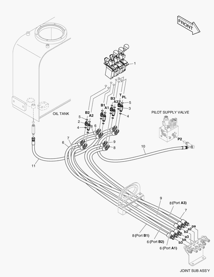 ТРУБОПРОВОД СЕРВОУПРАВЛЕНИЯ - ПАЛЕЦ (3 ИЛИ 4 КАТУШКИ)