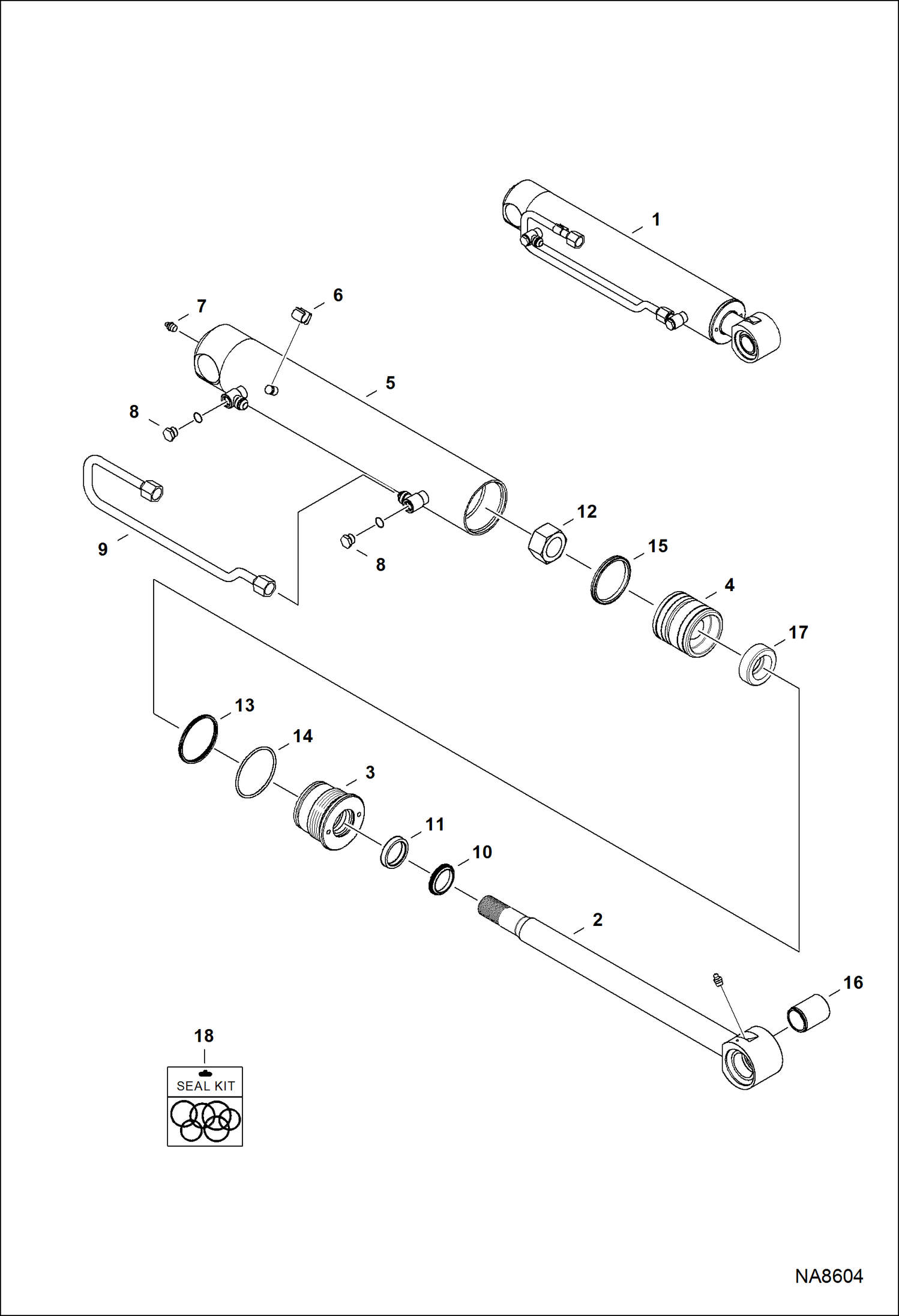 Схема ЦИЛИНДР ПЕРЕКОСА ОТВАЛА (ПРАВОСТОРОННИЙ)