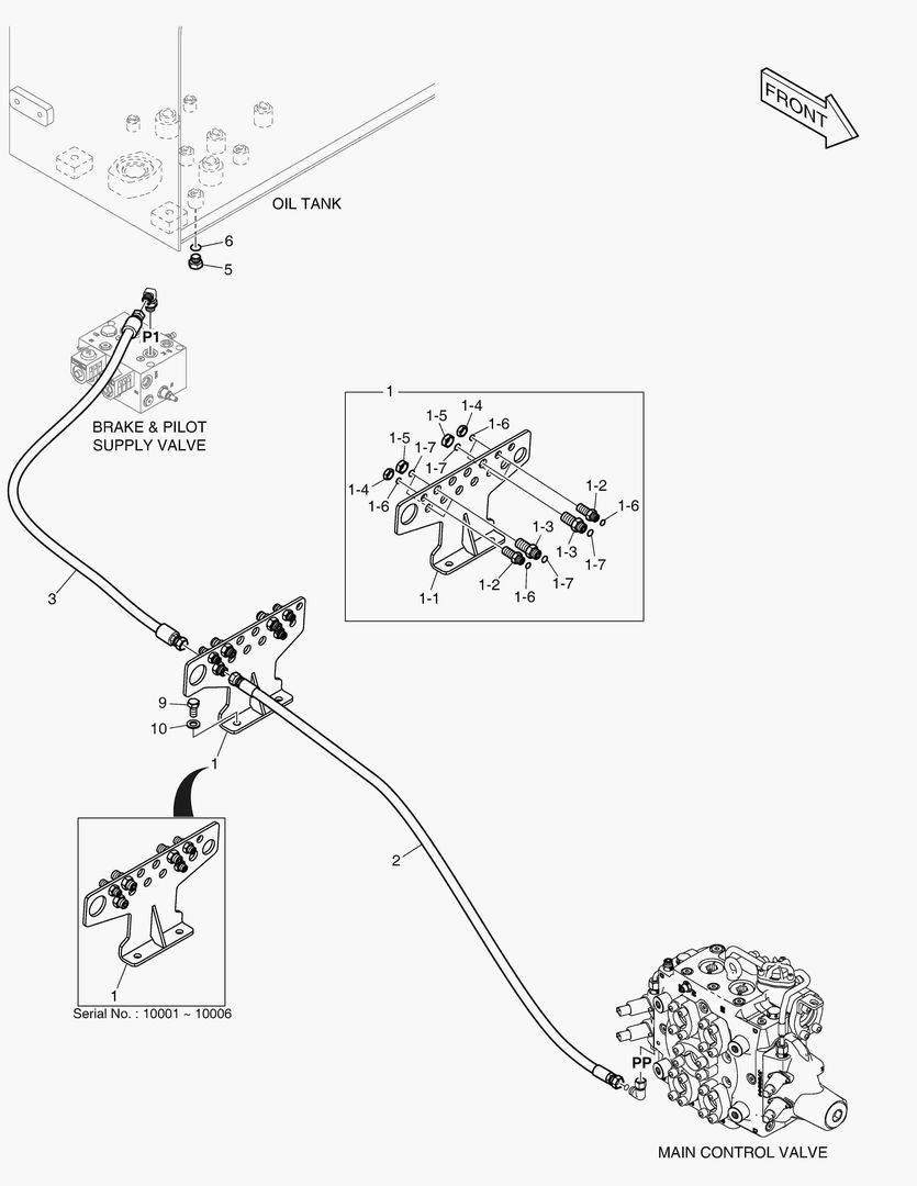 ТРУБОПРОВОД СЕРВОУПРАВЛЕНИЯ - 3 КАТУШКИ(ЭЛЕКТРИКА)