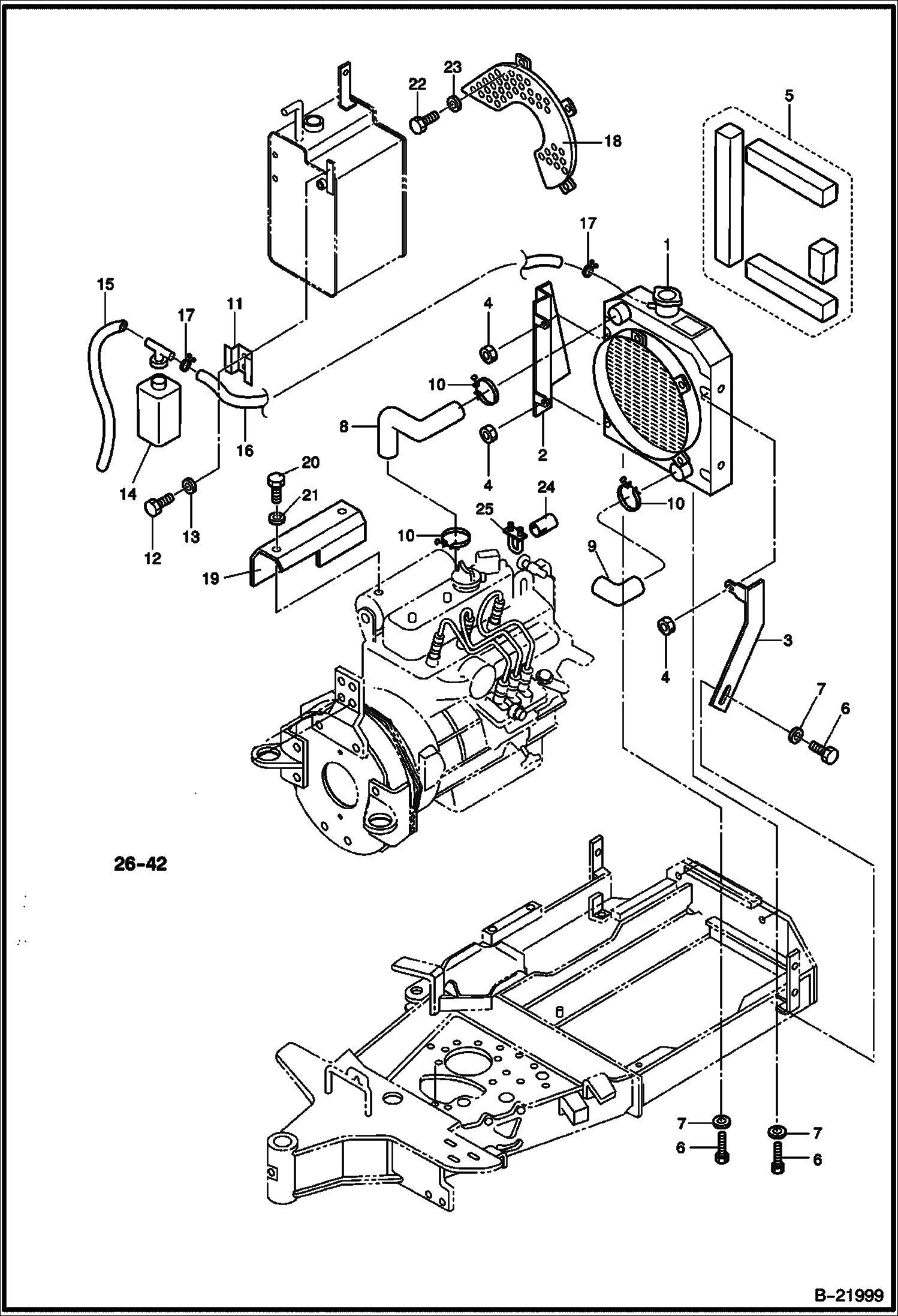 Схема ДВИГАТЕЛЬ И КРЕПЕЖНЫЕ ДЕТАЛИ СИСТЕМА ОХЛАЖДЕНИЯ В СБОРЕ ESA 522911 - NA 522811
