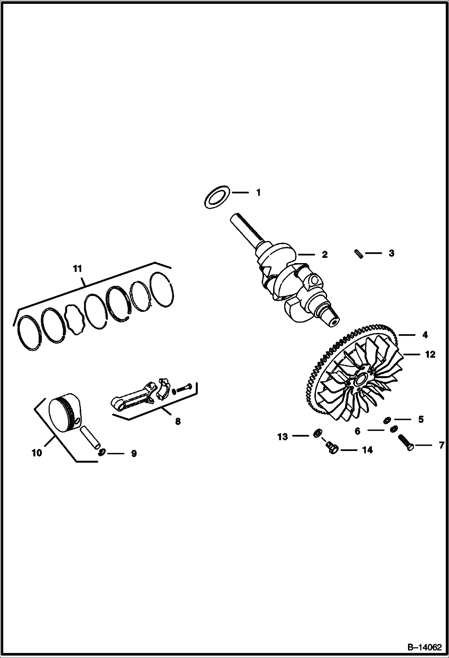 ПОРШНИ, КОЛЕНЧАТЫЙ ВАЛ И МАХОВИК