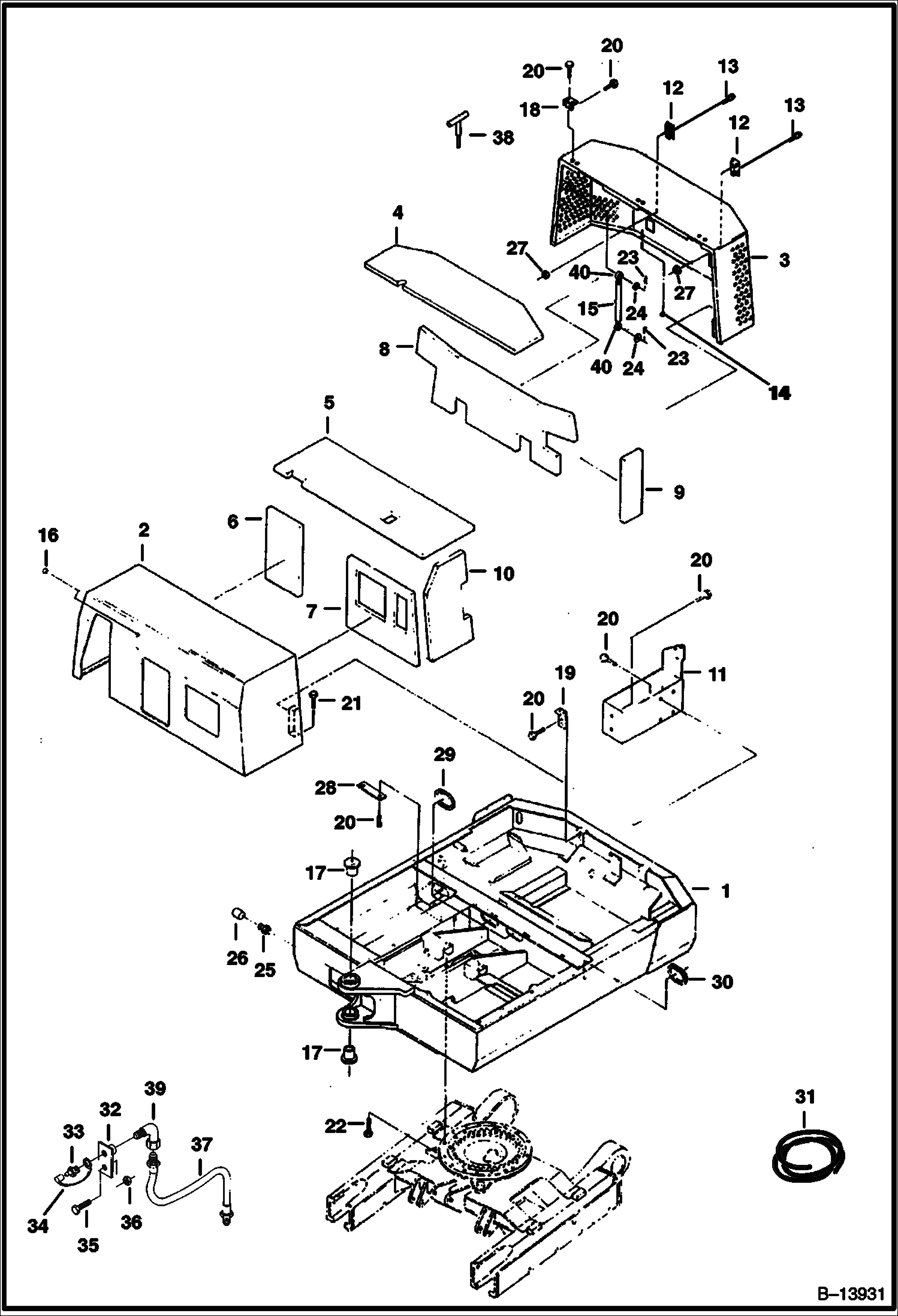 ПОВОРОТНАЯ РАМА И КРЫШКА ДВИГАТЕЛЯ