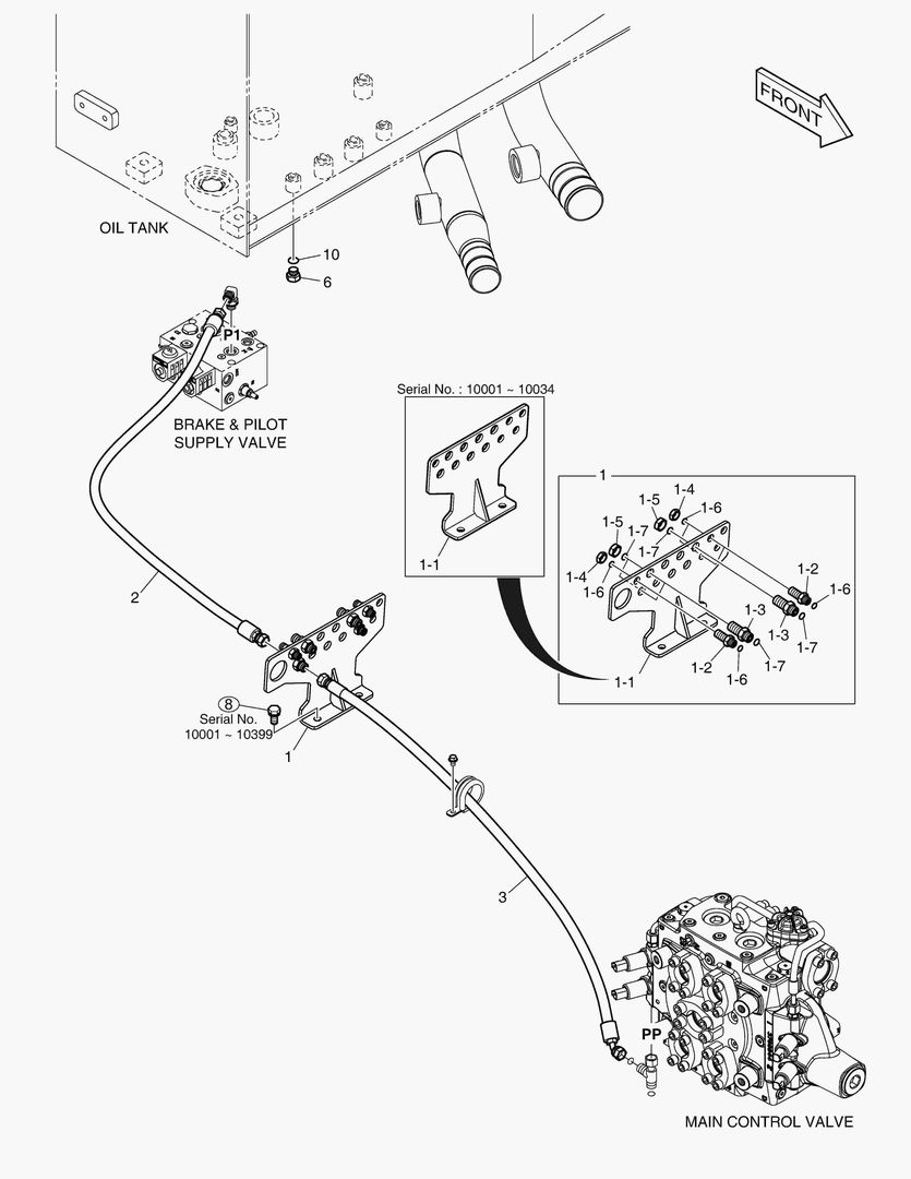 ТРУБОПРОВОД СЕРВОУПРАВЛЕНИЯ - 3 КАТУШКИ(ЭЛЕКТРИКА)