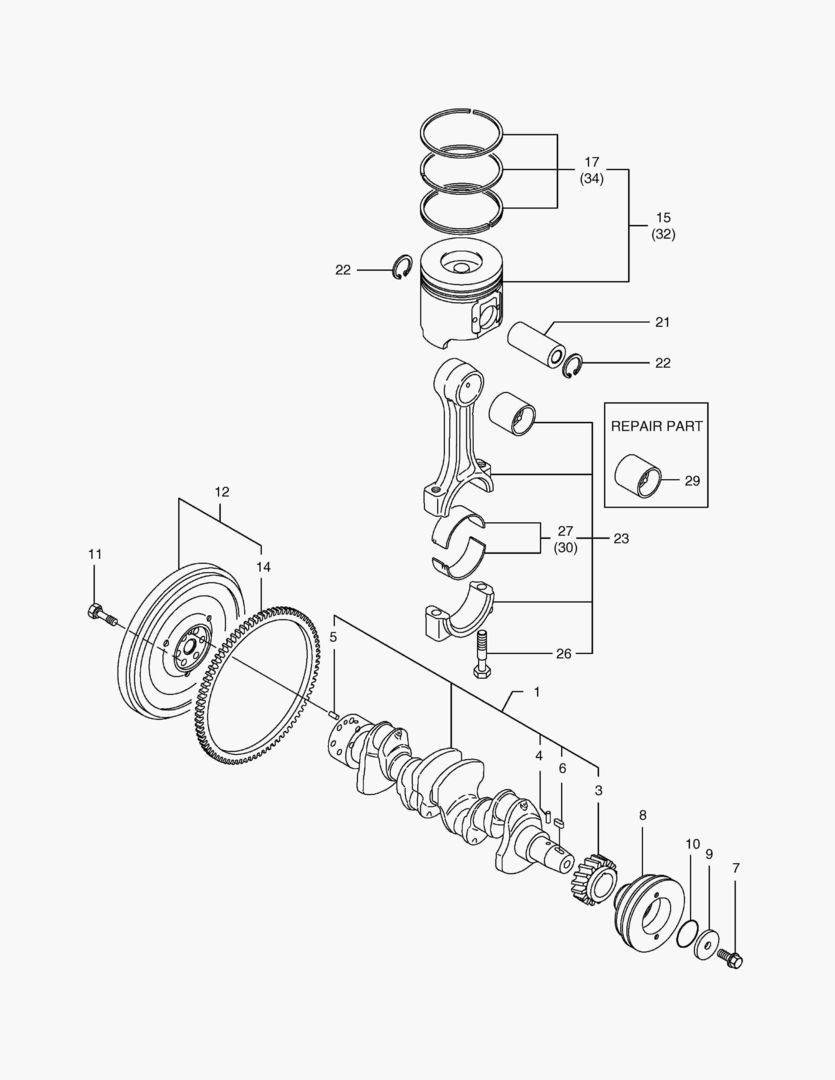 Спецтехника 018 CRANK SHAFT & PISTON
