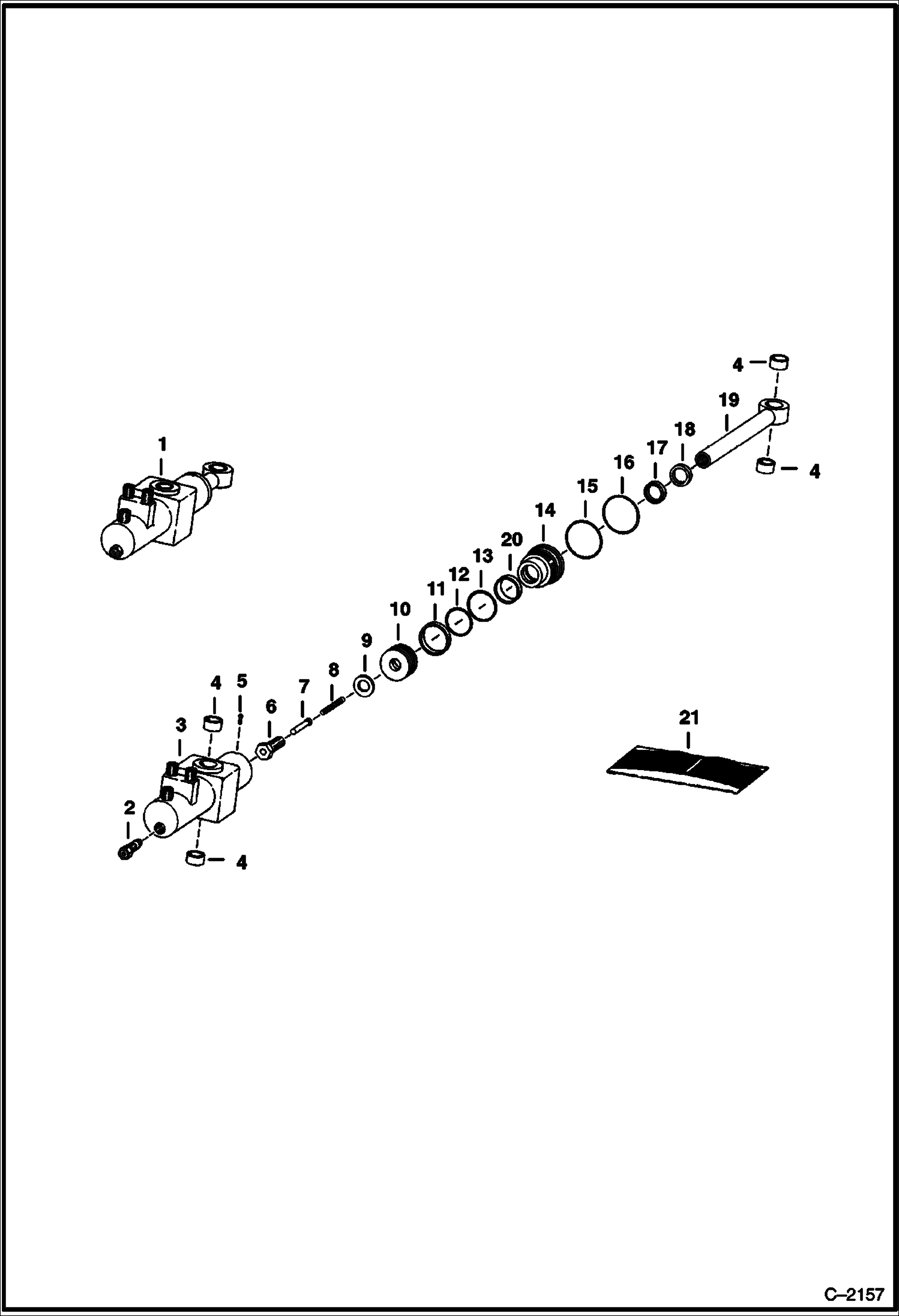 Схема ЭКСКАВАТОР-ПОГРУЗЧИК (ЦИЛИНДР ПОВОРОТА) (J.I.CASE) (910) (825 ТОЛЬКО)