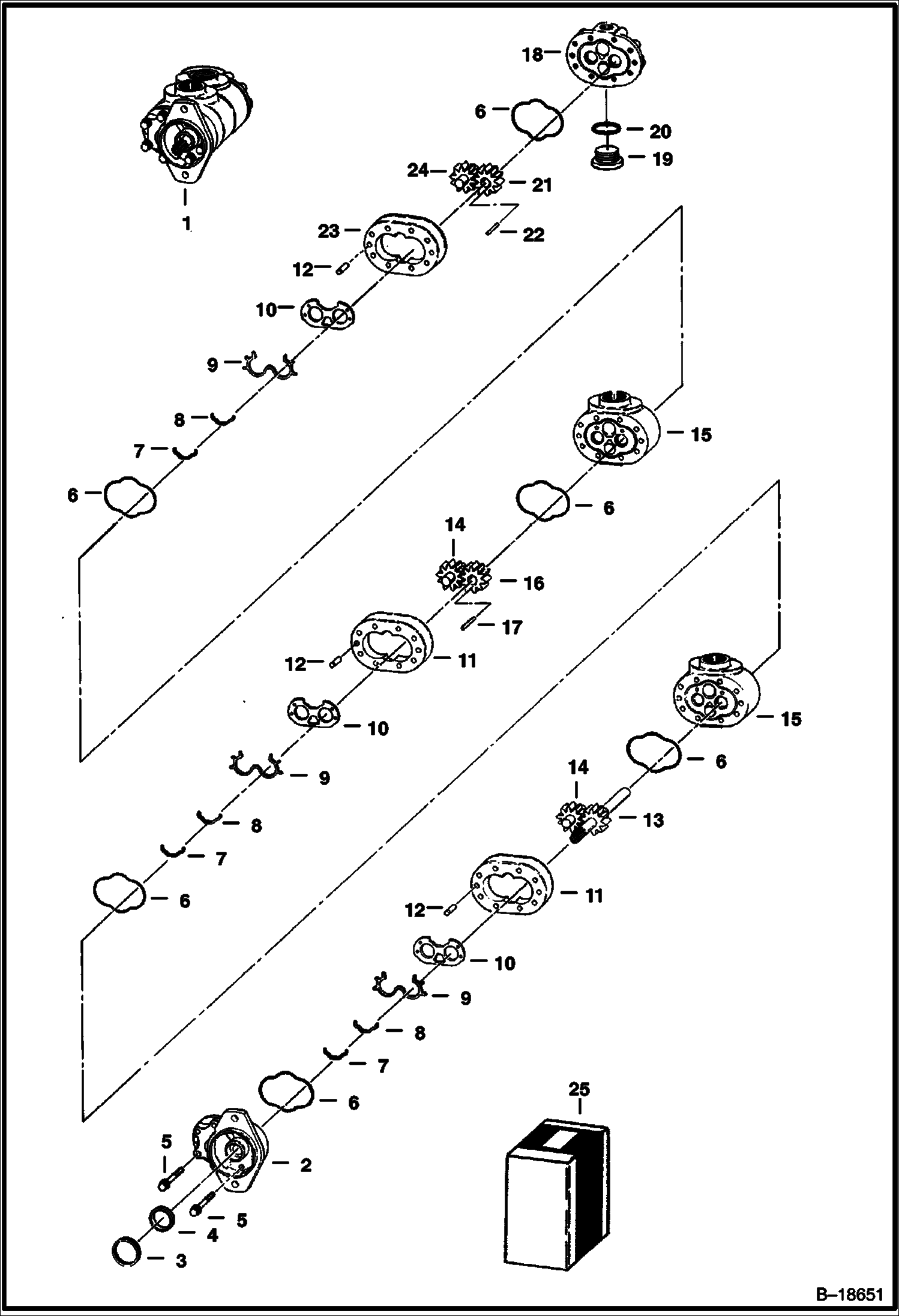 Схема ТРОЙНОЙ ШЕСТЕРЕНЧАТЫЙ НАСОС