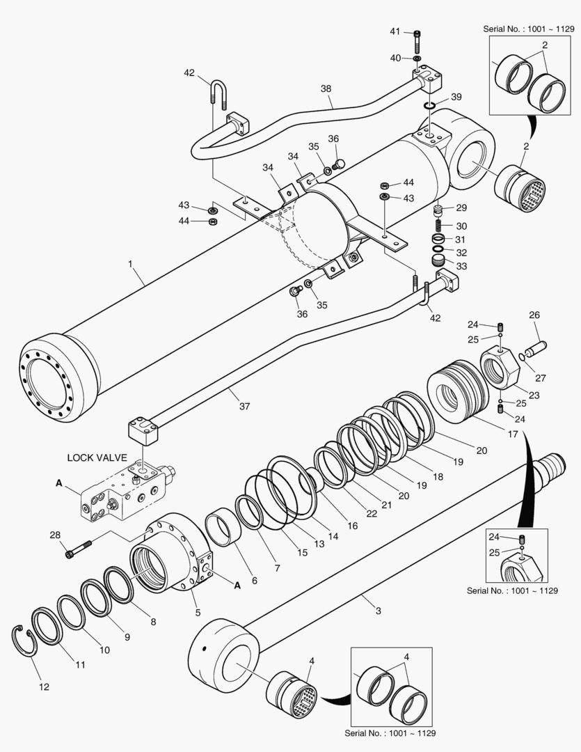 Схема ЦИЛИНДР РУКОЯТИ - ШАРНИРНАЯ СТРЕЛА(ЗАМОК)