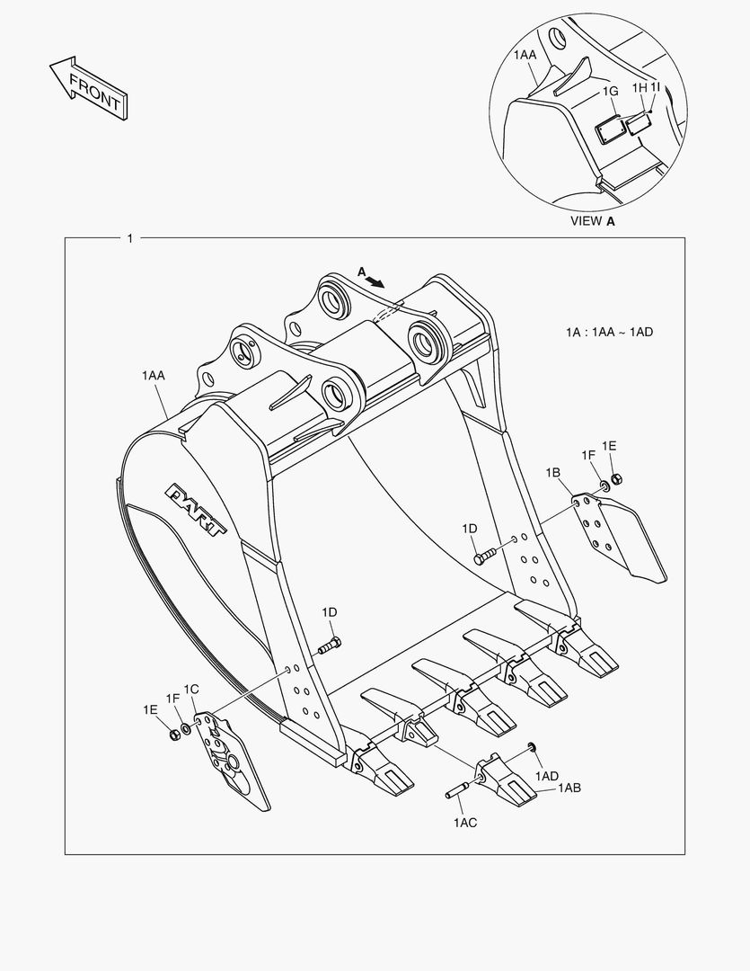 6711 BUCKET ASS`Y - 1.46mВі(54`) - SIDE PIN [7252~7801]
