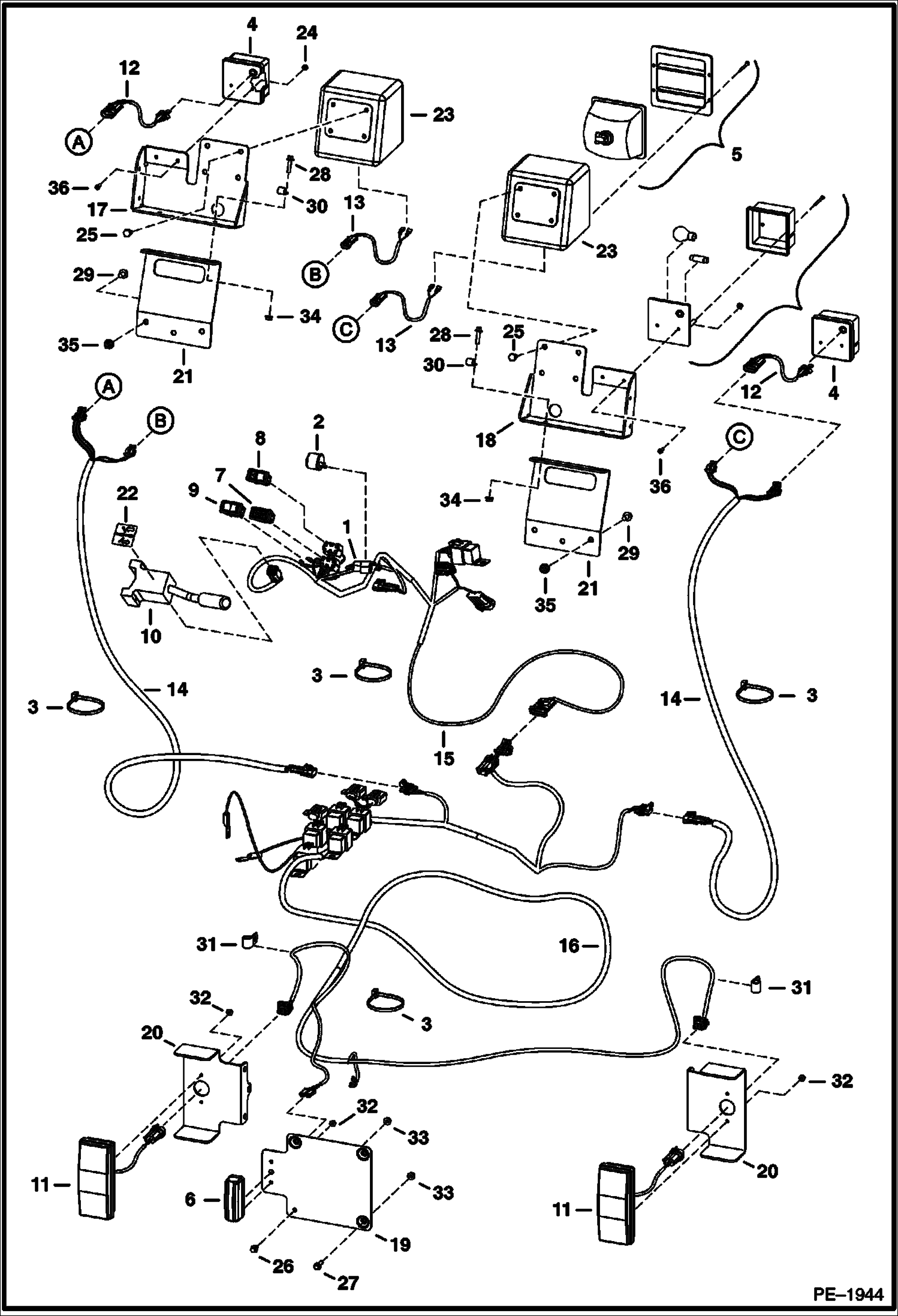 Схема ПРОЖЕКТОРЫ И СИГНАЛЫ ПОВОРОТА