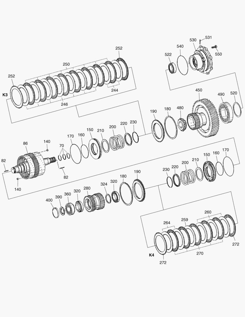 Схема СЦЕПЛЕНИЕ K3 + K4