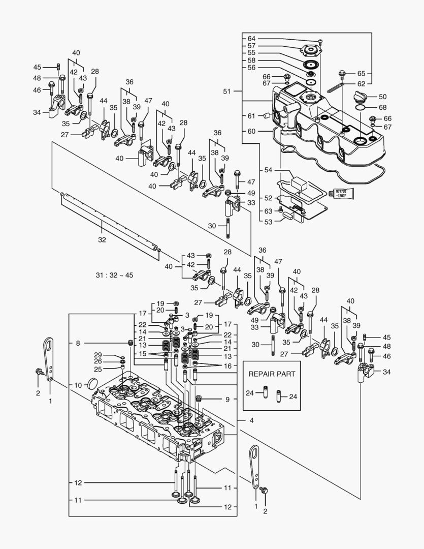 Спецтехника 014 CYLINDER HEAD & BONNET