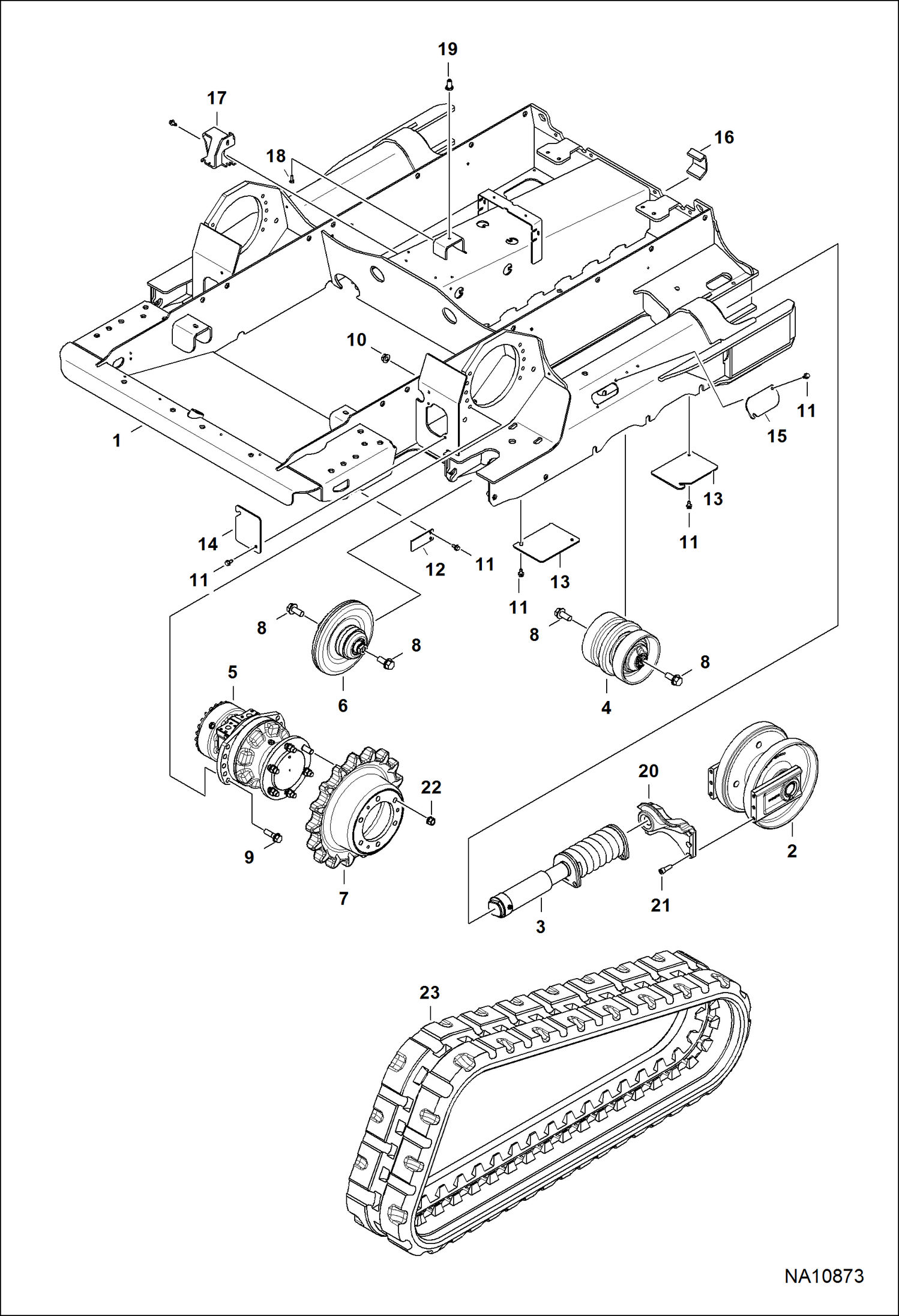 ПРИВОДНОЙ МЕХАНИЗМ (ПРОЧНОЕ КРЕПЛЕНИЕ)(РЕЗИНОВЫЕ ГУСЕНИЦЫ) (СЕРИЙНЫЙ НОМЕР A3P816001 И ВЫШЕ, A3P913001 И ВЫШЕ)