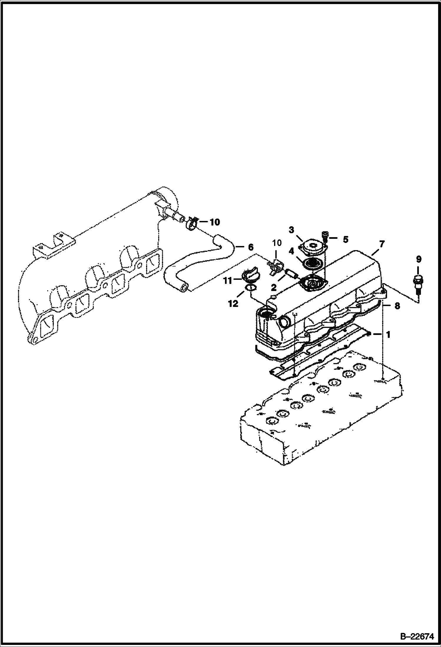 Схема КРЫШКА КОРОМЫСЛА КЛАПАНА (KUBOTA - V2203 2EB - TIER II REPLACEMENT)