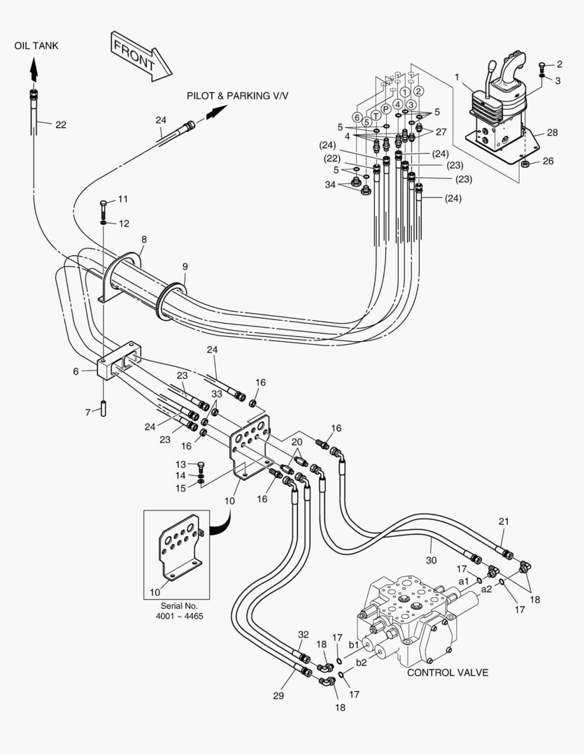 ТРУБОПРОВОД СЕРВОУПРАВЛЕНИЯ (РЫЧАГ ПЕРЕДАЧИ - 2 КАТУШКИ)(B ТИП)
