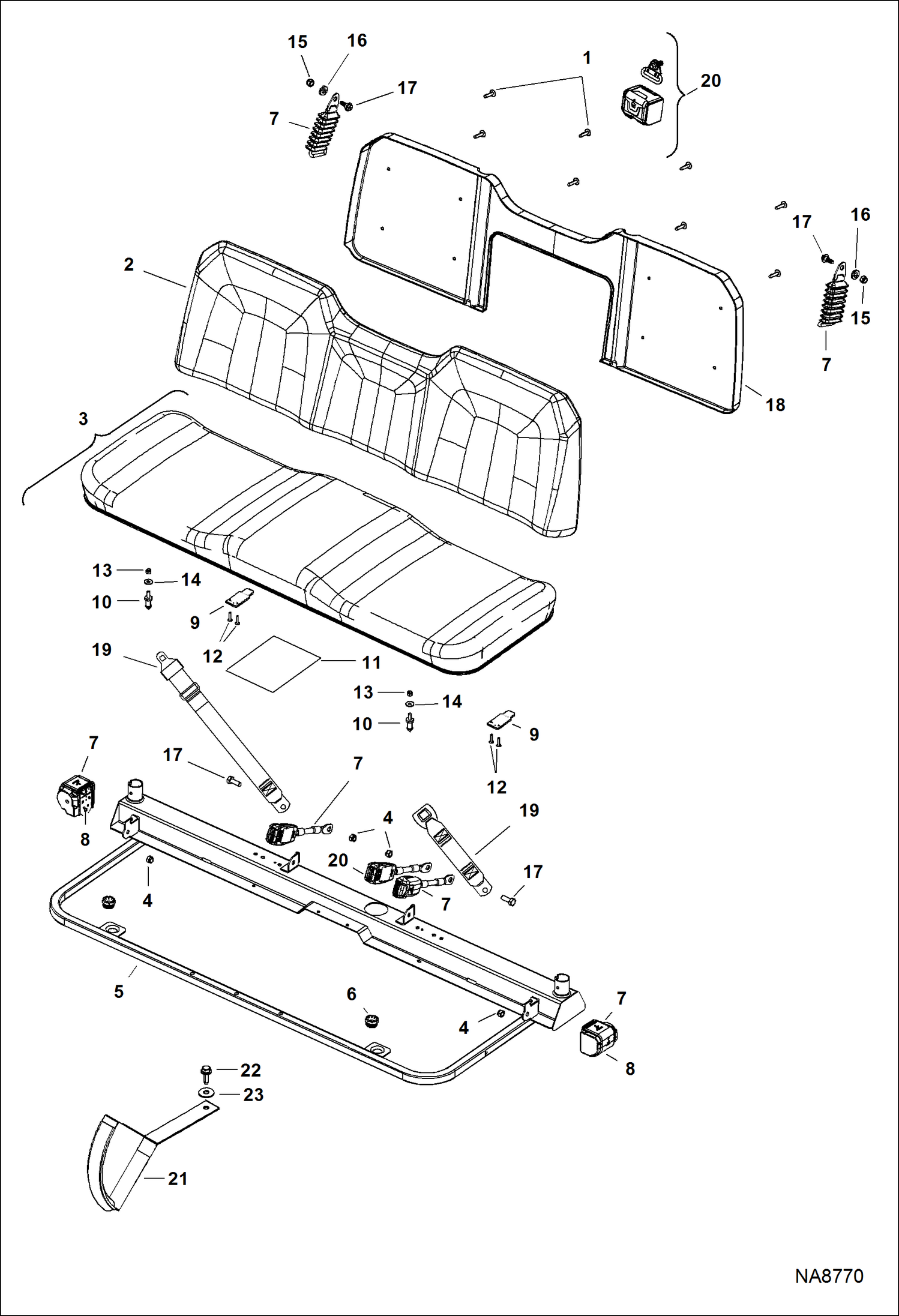 КОРПУС, СИДЕНЬЕ И ОСНОВНОЙ (МНОГОМЕСТНОЕ НЕРАЗДЕЛЬНОЕ СИДЕНЬЕ) (AJNU31611 И ВЫШЕ)