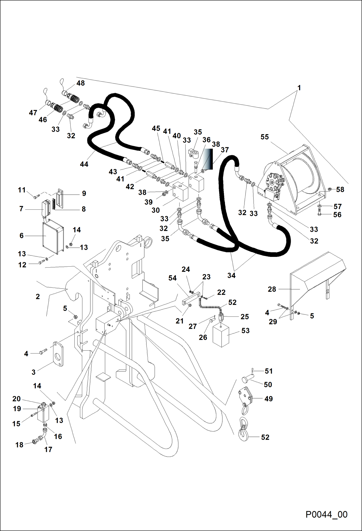ГИДРАВЛИЧЕСКАЯ ЛЕБЕДКА (3.8T) (BUD4351)