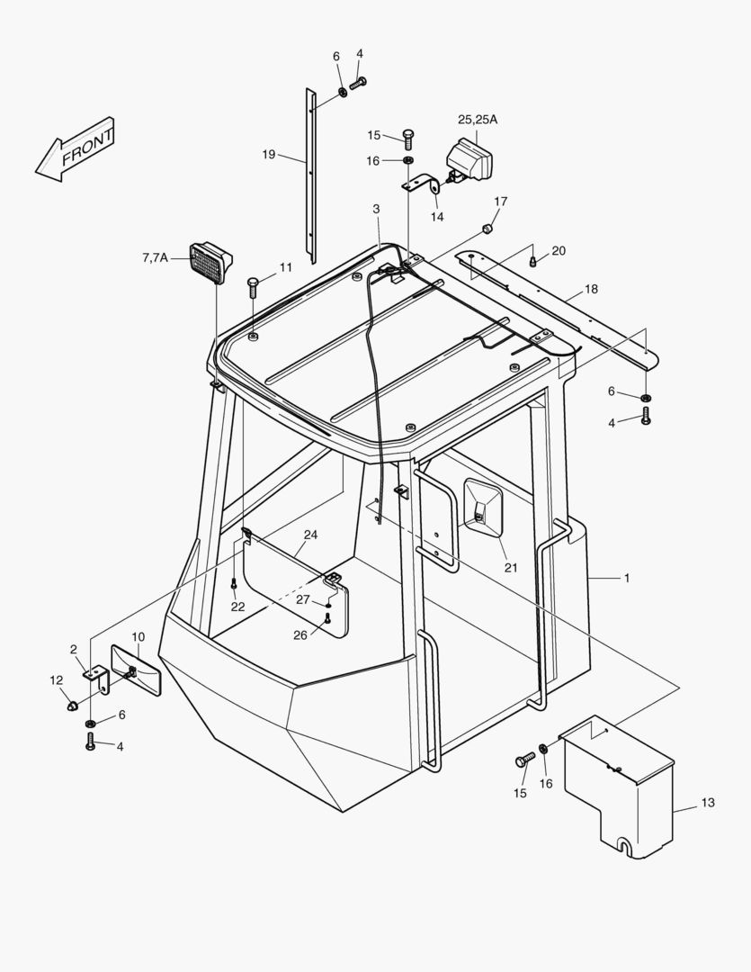 Схема КАБИНА В СБОРЕ-OPEN СИСТЕМА ЗАЩИТЫ ПРИ ОПРОКИДЫВАНИИ