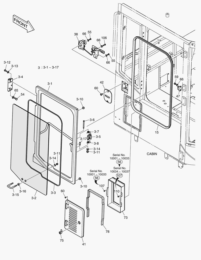 5700 CABIN(5) - DOOR ASS`Y(R.H-WITHOUT ROOF)