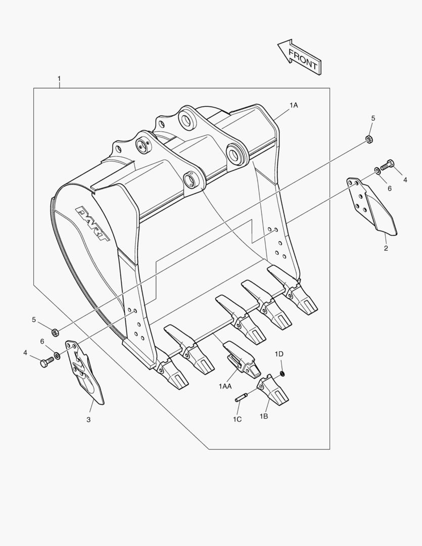 6550 BUCKET ASS`Y - 1.32mВі(57`) - SIDE PIN