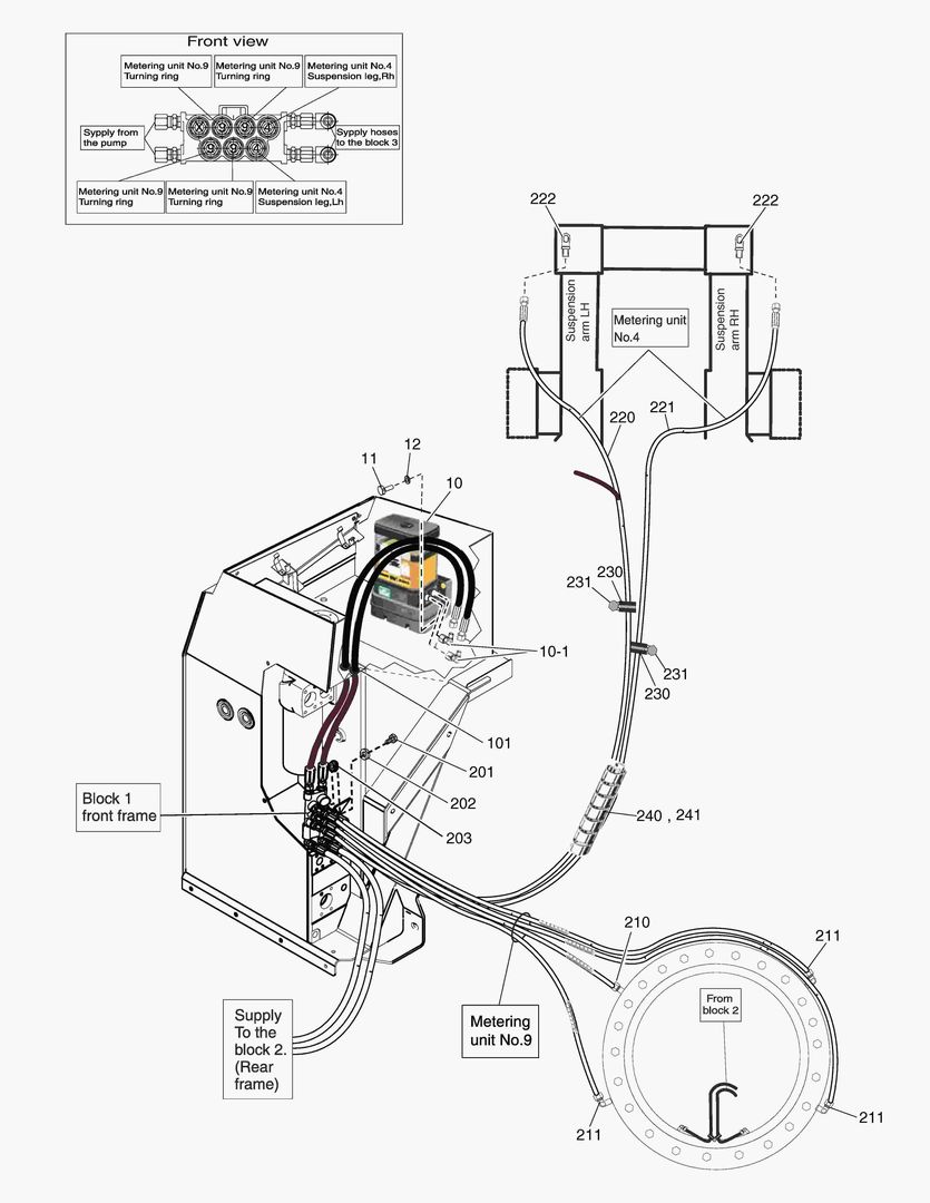 G490-30 CENTRAL LUBRICATION, MOUNTING PARTS FRONT FRAME