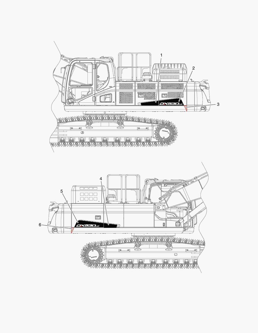 5190 DECAL - MACHINE NAME(DX530LC)
