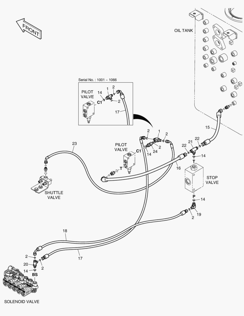 ТРУБОПРОВОД СЕРВОУПРАВЛЕНИЯ - 2 НАСОСА(ШАРНИРНАЯ СТРЕЛА)