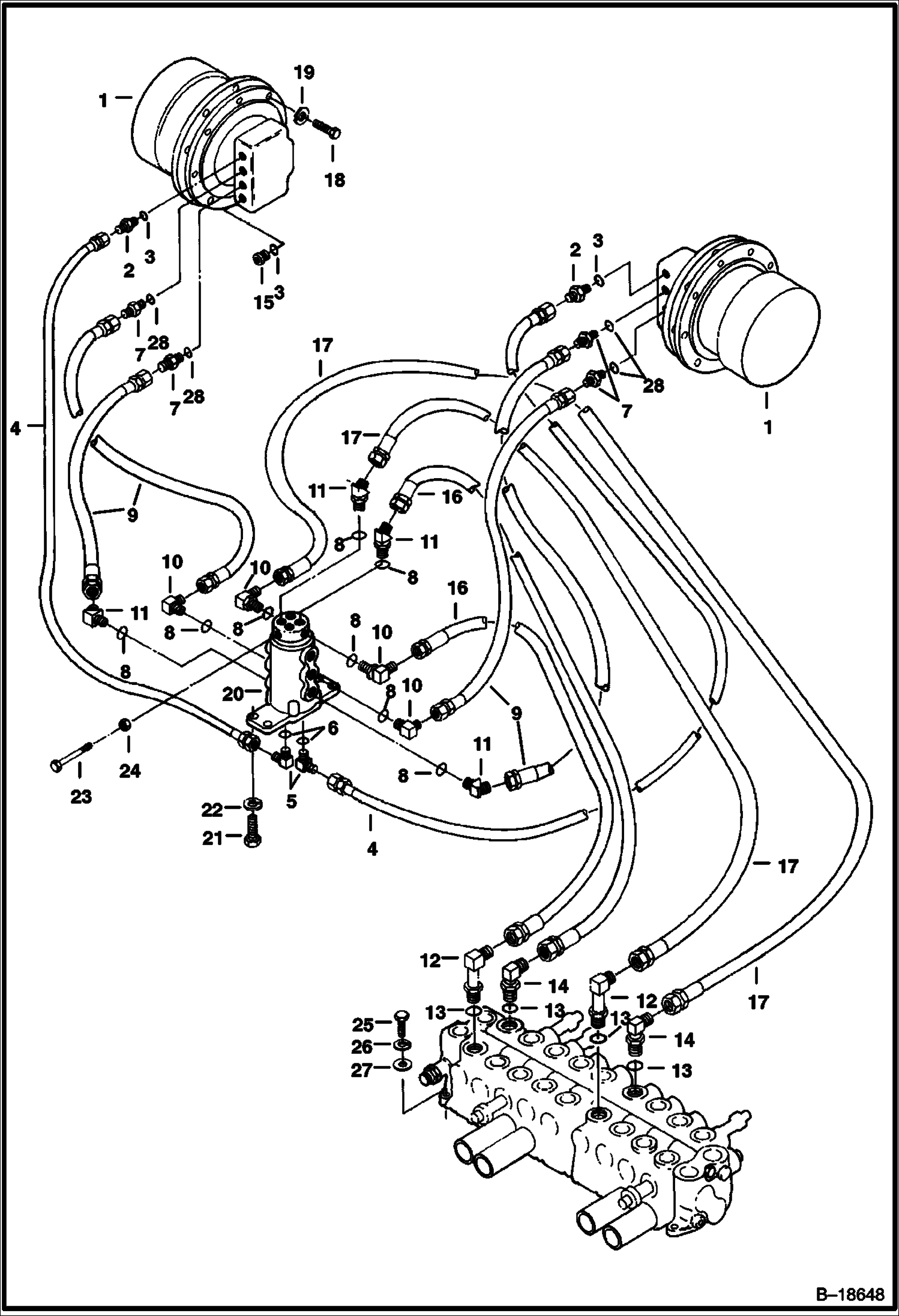 Схема СХЕМА ГИДРАВЛИЧЕСКОЙ СИСТЕМЫ (КЛАПАН ХОДОВОЙ ГИДРОМОТОРА)