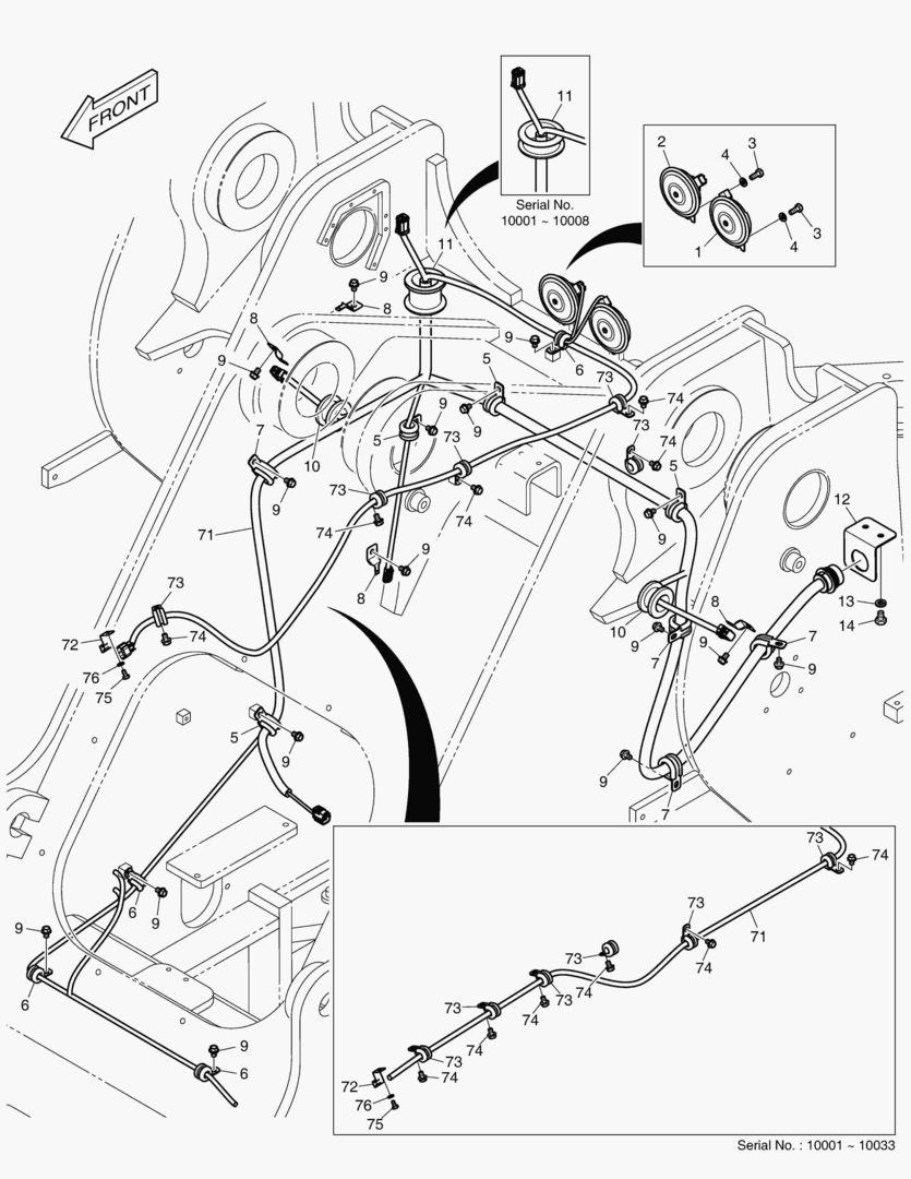 Схема 1670 ELECTRIC PARTS - FRONT [10001~10042]