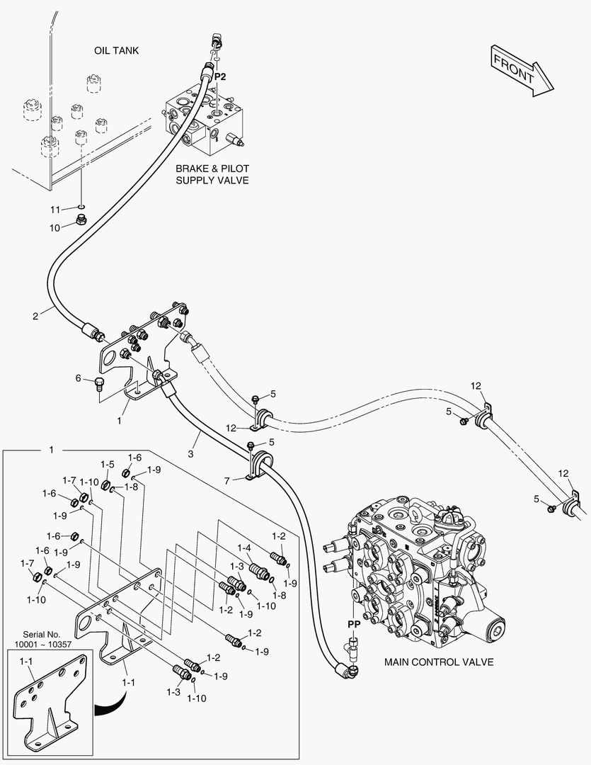 ТРУБОПРОВОД СЕРВОУПРАВЛЕНИЯ - 3 КАТУШКИ(ЭЛЕКТРИКА)