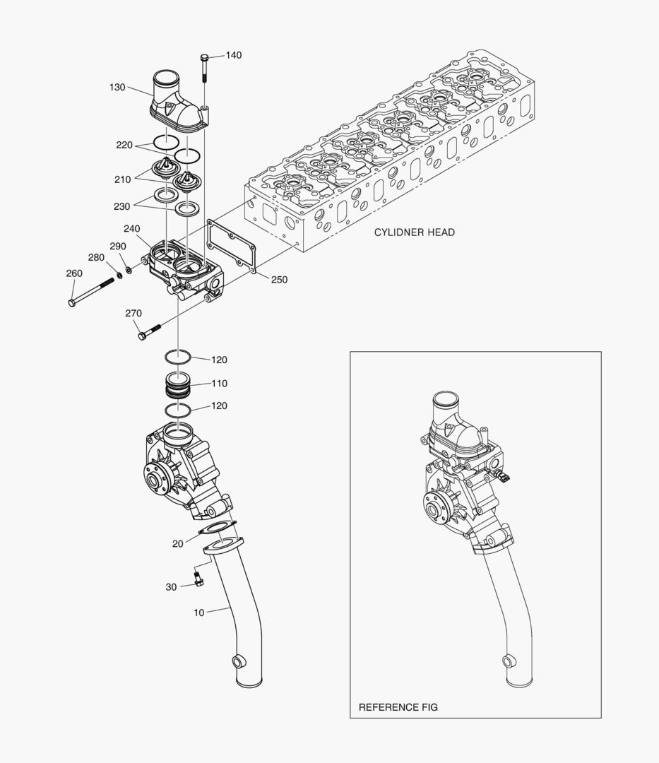 013 COOLING WATER PIPE & THERMOSTAT