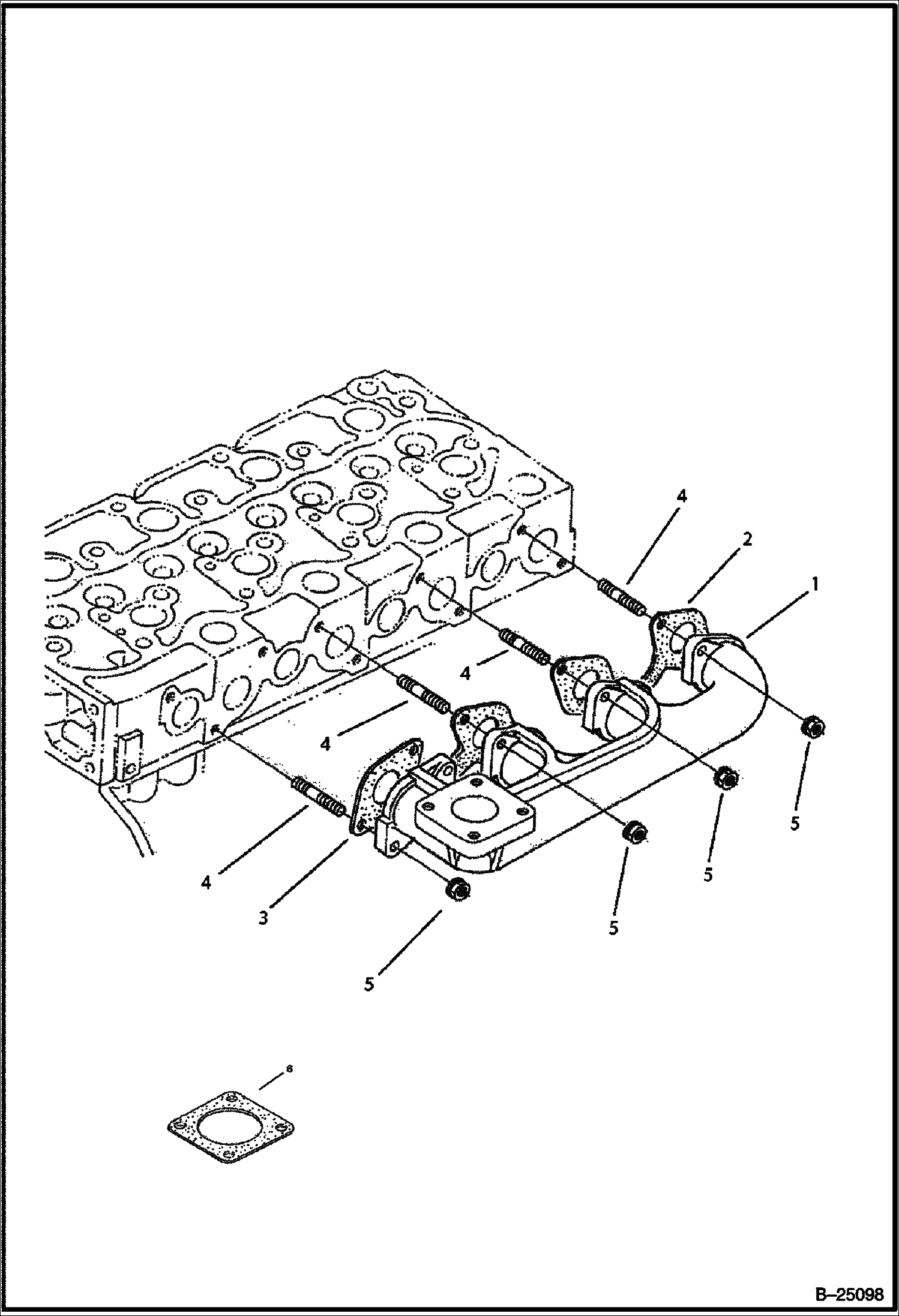 ВЫХЛОПНОЙ ТРУБОПРОВОД ДВИГАТЕЛЯ (TIER II) (СЕРИЙНЫЙ НОМЕР 5732 11001 И ВЫШЕ)