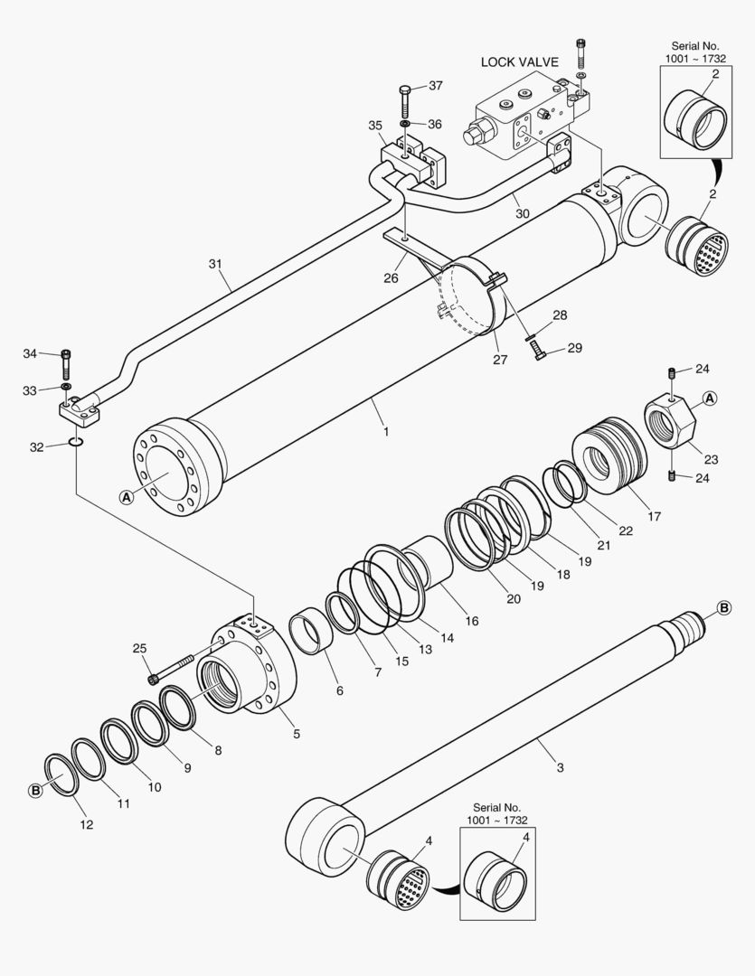 ЦИЛИНДР СТРЕЛЫ(ПРАВОСТОРОННИЙ)-ГИДРОЗАМОК